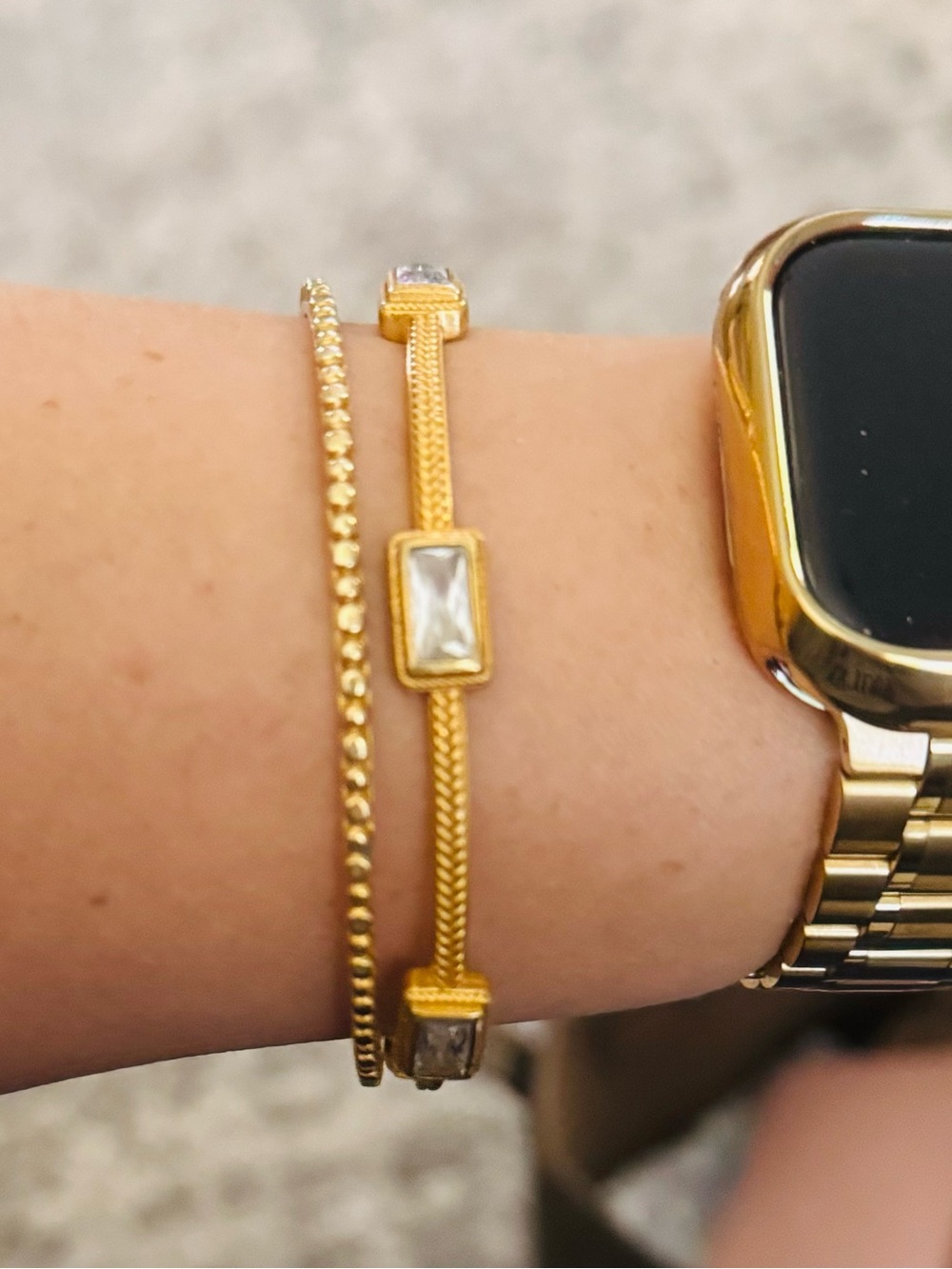Julie Vos Gold-Tone Bracelet Duo with Clear Crystal Accents